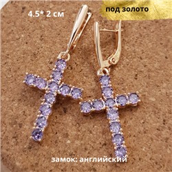 Серьги крестики позолоченные, коллекция Дубай, с круглым камнем 271625, арт.847.492