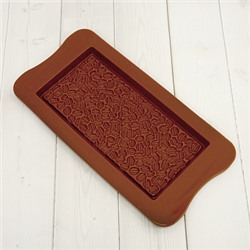 Форма силиконовая для шоколада "Плитка кофейные зерна" 8*16 см