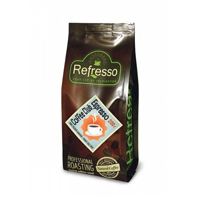 COFFEE CLUB Espresso, Refresso (КОФЕ КЛУБ Эспрессо, кофе средней обжарки, помол под турку МОЛОТЫЙ, Рефрессо), 200 г. - СРОК ГОДНОСТИ ДО 5 ИЮЛЯ 2025 ГОДА