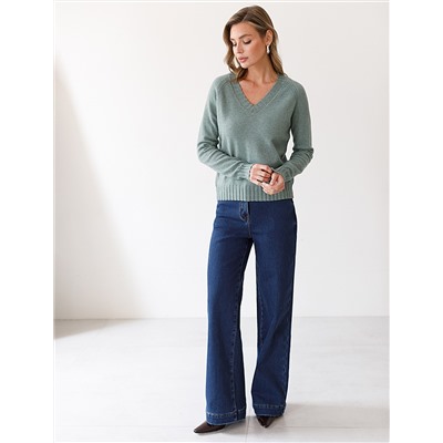 Джинсы-трубы из эластичного денима на флисе