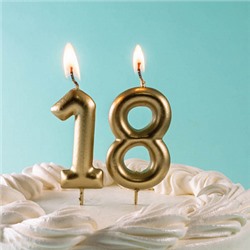 Свеча для торта "Цифра 6", золотая 6 см