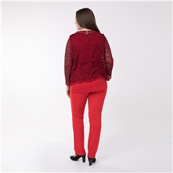 Комплект, трикотаж, жакет, блуза, красный