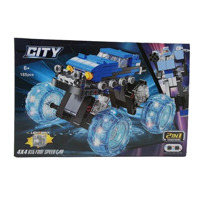 Конструктор City 2в1 Трансформер Квадроцикл (свет.детали) 33*22см / коробка 123-461
