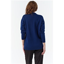 Кардиган вязаный оверсайз короткий на пуговицах ультрамариновый