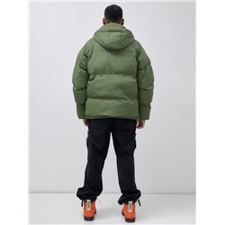 Куртка молодежная мужская зимняя с капюшоном цвета хаки 25307Kh
