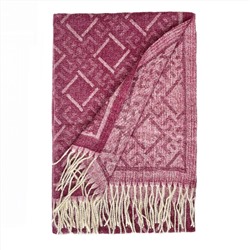 Тёплый индийский палантин С БАХРОМОЙ, цвет БОРДОВЫЙ (размер 196 см. х 68 см.), 1 шт.