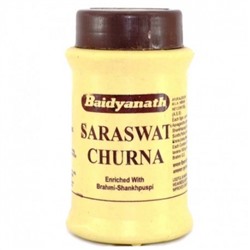 SARASWAT CHURNA, Baidyanath (САРАСВАТ ЧУРНА, Обогащена Брахми и Шанкхапушпи, Бадьянатх), 60 г.