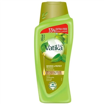 Vatika OLIVE AND HENNA Nourish And Protect SHAMPOO, Dabur (Ватика ОЛИВКА И ХНА Шампунь ПИТАНИЕ И ЗАЩИТА для нормальных волос, Дабур), 400 + 132 мл.