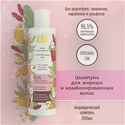 Ayurvedic Shampoo NEEM & SHIKAKAI, Indibird (Аюрведический шампунь НИМ И ШИКАКАЙ С ПРОТЕИНАМИ СОИ, для жирных и комбинированных волос, Индибёрд), 250 мл.