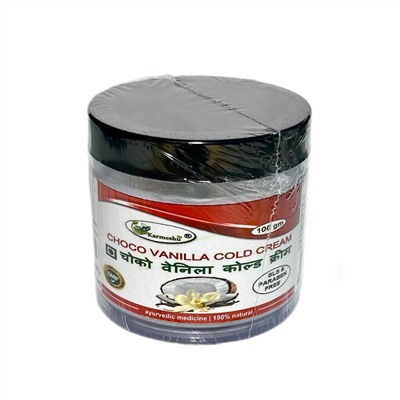 CHOCO VANILLA COLD Cream, SLS & Paraben Free, Karmeshu (Охлаждающий крем для лица ШОКОЛАД-ВАНИЛЬ, БЕЗ Сульфатов и Парабенов, Кармешу), 100 г.