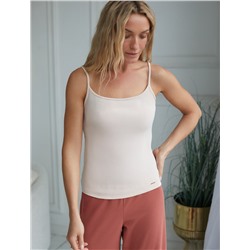 Топ на регулируемых бретелях базовый эластичный из премиального хлопка