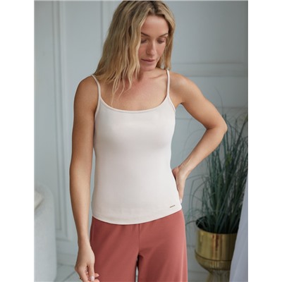 Топ на регулируемых бретелях базовый эластичный из премиального хлопка