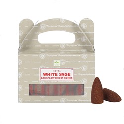 WHITE SAGE Backflow Dhoop Cones, Satya (БЕЛЫЙ ШАЛФЕЙ благовония пуля стелющийся дым, Сатья), уп. 24 конуса.