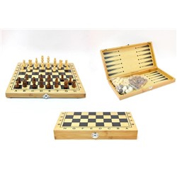 Настольная игра 3 в 1 Шахматы, Шашки, Нарды (деревянные )
