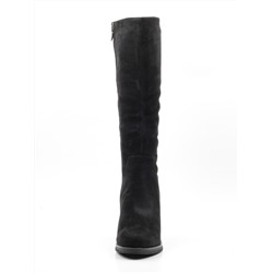 M19-675 BLACK Сапоги женские (натуральная замша, натуральный мех (полностью)) размер 38