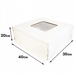 Коробка для торта 30*40*20 см, квадратное окно (самолет) NEW