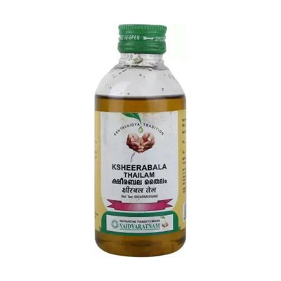 KSEERABALA THAILAM, Vaidyaratnam (Масло массажное для тела КШИРАБАЛА ТАЙЛАМ, Ваидьяратнам), 200 мл. - СРОК ГОДНОСТИ ДО 31 МАЯ 2025 ГОДА