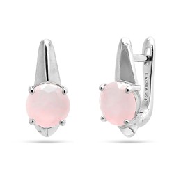 Серьги из серебра розовый кварц, МЦВ173