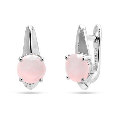 Серьги из серебра розовый кварц, МЦВ173