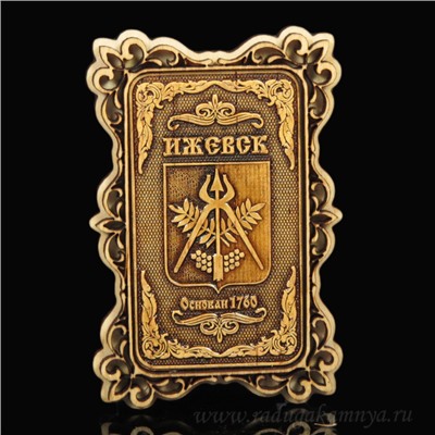 Магнит из бересты г. Ижевск "Герб" 60*90мм