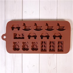 Форма силиконовая для шоколада "Игрушки" 20*10 см, 15 ячеек