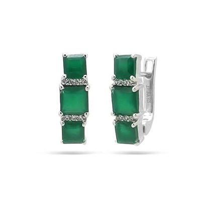 Серьги из серебра зеленый агат, Сара