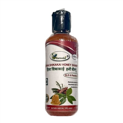 HENNA SHIKAKAI HONEY SHAMPOO, SLS & Paraben Free, Karmeshu (Шампунь ХНА, ШИКАКАИ И МЕД, Без Сульфатов и Парабенов, Кармешу), 210 мл.