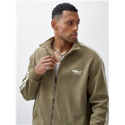 Спортивный костюм мужской демисезонный на флисе цвета хаки 330Kh