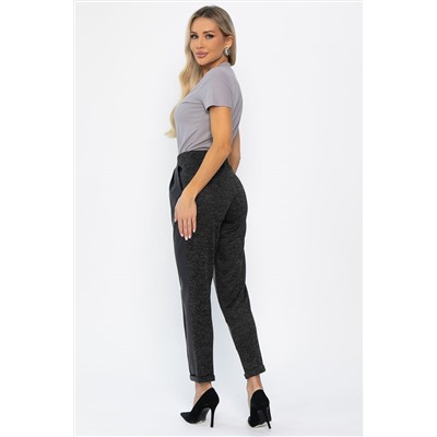 Брюки с кожаной вставкой Дарнель (черные) Б14349-10М