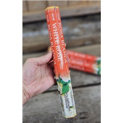 Hem Incense Sticks WHITE ROSE (Благовония БЕЛАЯ РОЗА, Хем), шестигранник 20 палочек.