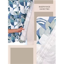 Штора набив. «Абстракция»-сине-зеленый тесьма хлопок 100% 155*180 см.