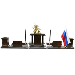 Настольный набор из обсидиана "Георгий Победоносец" 980*310*330мм.