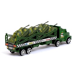 Грузовик инерционный «Военный автовоз» с 4 танками