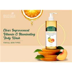 CLEAR IMPROVEMENT, Vitamin C Illuminating BODY WASH, Biotique (ЗАМЕТНОЕ УЛУЧШЕНИЕ, Осветляющий ГЕЛЬ ДЛЯ ДУША с Витамином С, Для всех типов кожи, Биотик), 200 мл.
