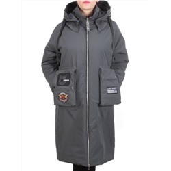 ZW-2306-C DARK GRAY Пальто демисезонное женское (100 гр. синтепон) BLACK LEOPARD размер 46