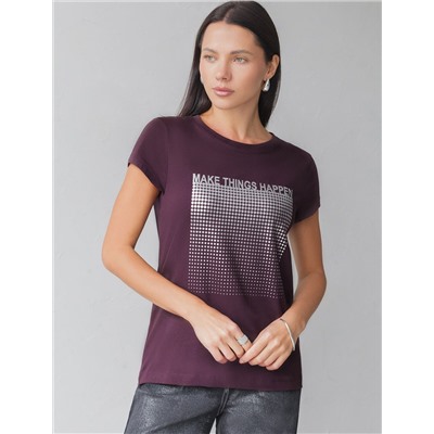 Нарядная футболка с блестящим принтом фольгой