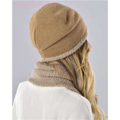 Бархат полоска термо Комплект флис (шапка+снуд) (56-58)