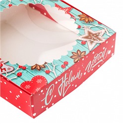 Коробка для печенья "Новогодние чудеса" с окном, 12*12*3 см