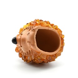 Фигурка Ежа покрытая янтарной крошкой 52*54*55мм, 43,3г.