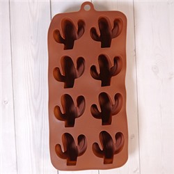 Форма силиконовая для шоколада "Кактусы" 22*11, 8 ячеек