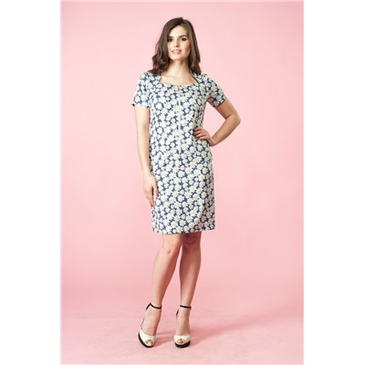 Lady Style Classic 883 синий+ромашки, Платье