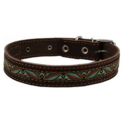 Ошейник №25 кожаный с тесьмой (Каскад) 325301АГ