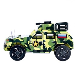 Конструктор 3D из пенокартона «Военный Внедорожник», 46 деталей