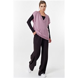 Жилет вязаный оверсайз с v-вырезом сиреневый