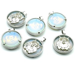 Подвеска Сова 27*27мм с лунным камнем