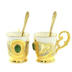 Кофейный набор "Нефритовый" с гравюрой на 2 персоны