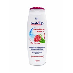 Шампунь-кондиционер FRESH`UP 400мл 2в1 Ниацинамид+малина д/всех типов  IRIS