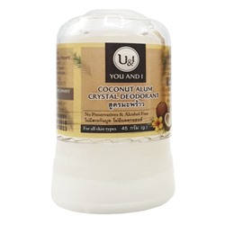 U&I COCONUT ALUM CRYSTAL DEODORANT (Алунитовый дезодорант КОКОСОВЫЙ), 45 г.