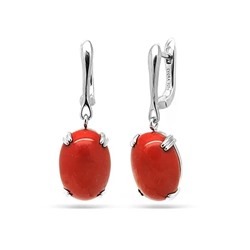 Серьги из серебра коралл, МЦВ224