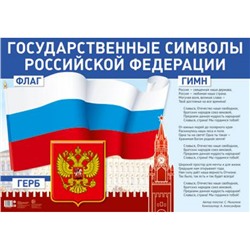 Плакат Государственные символы Российской Федерации (70*100, текст) (ПЛ-014841), (Сфера)